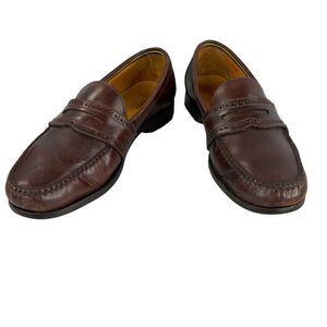 Polo Ralph Lauren  Brown/Red Leather Classic Men’s Penny Loafers Size 9.5 EE